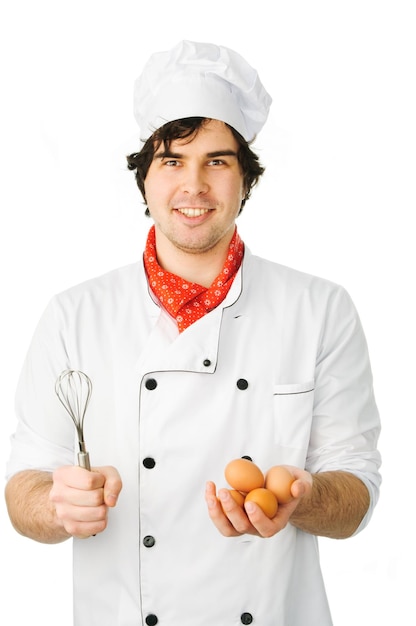 Uśmiechnięty kucharz w kuchni